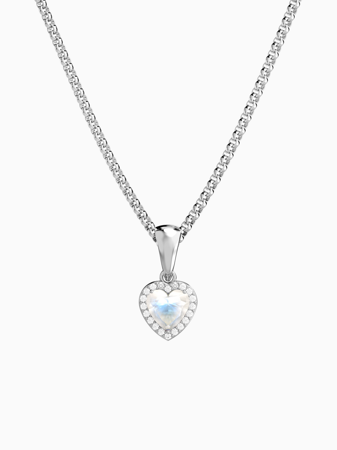 Leanne Necklace (Moonstone) - Rhodium Plated