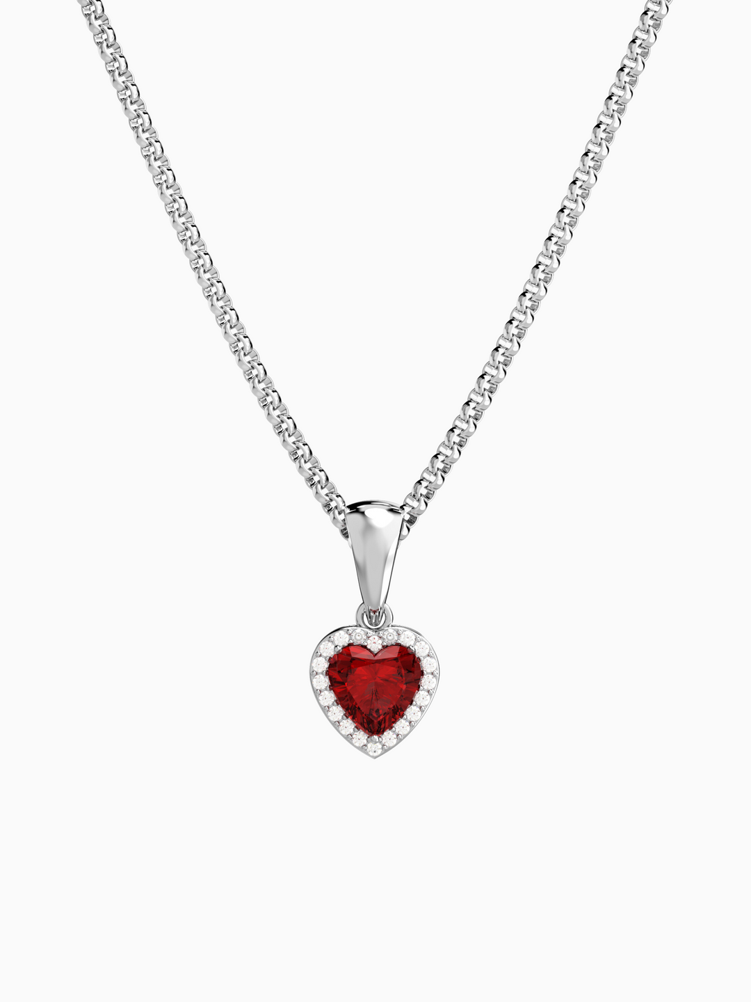 Leanne Necklace (Garnet) - Rhodium Plated