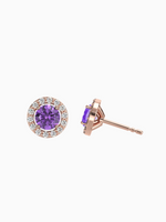 Load image into Gallery viewer, Lydia Earring (Amethyst) - Rose Gold Plated
