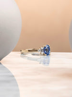 Load image into Gallery viewer, Alaia Ring - Blue Sapphire &amp; Moissanite - 18K Champagne Gold
