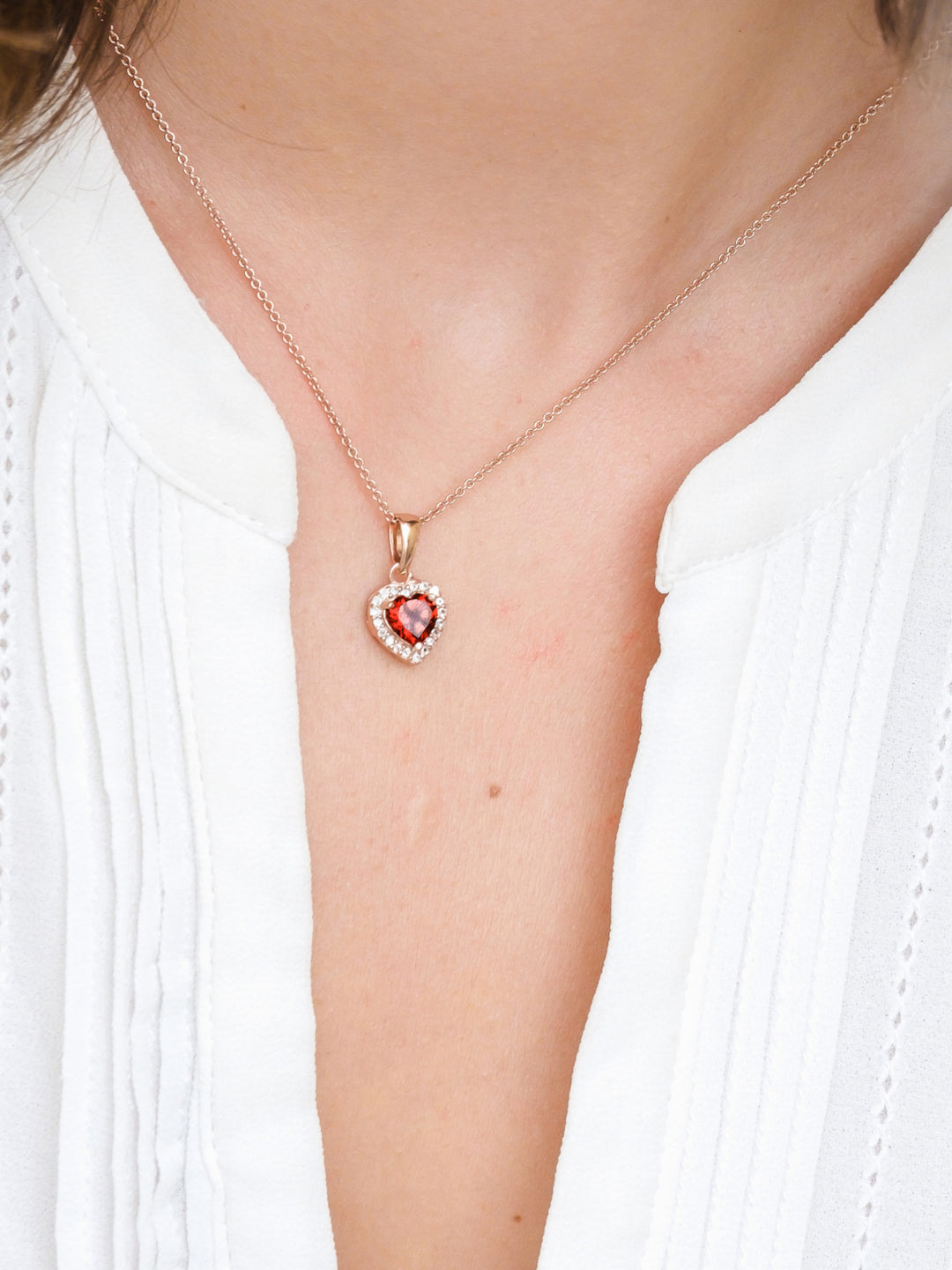 Leanne Necklace (Garnet) - Rose Gold Plated