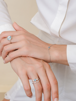 Load image into Gallery viewer, Fleur Bracelet (London Blue Topaz) - Rhodium Plated
