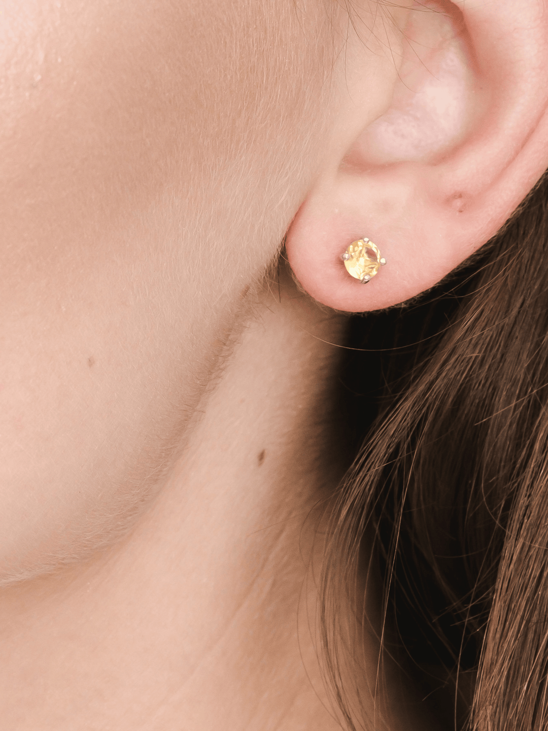Lynn Earring (Citrine) - Rhodium Plated
