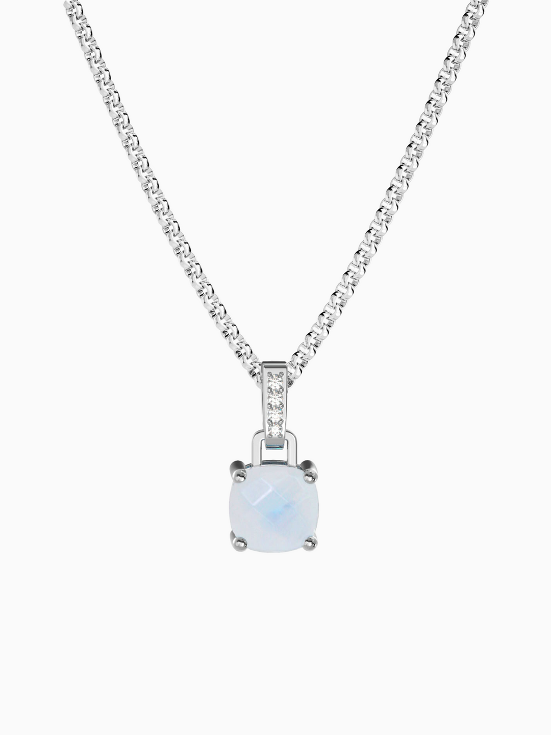 Felicia Necklace (Moonstone) - Rhodium Plated