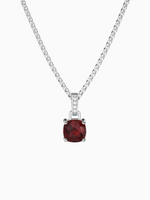 Load image into Gallery viewer, Felicia Necklace (Garnet) - Rhodium Plated
