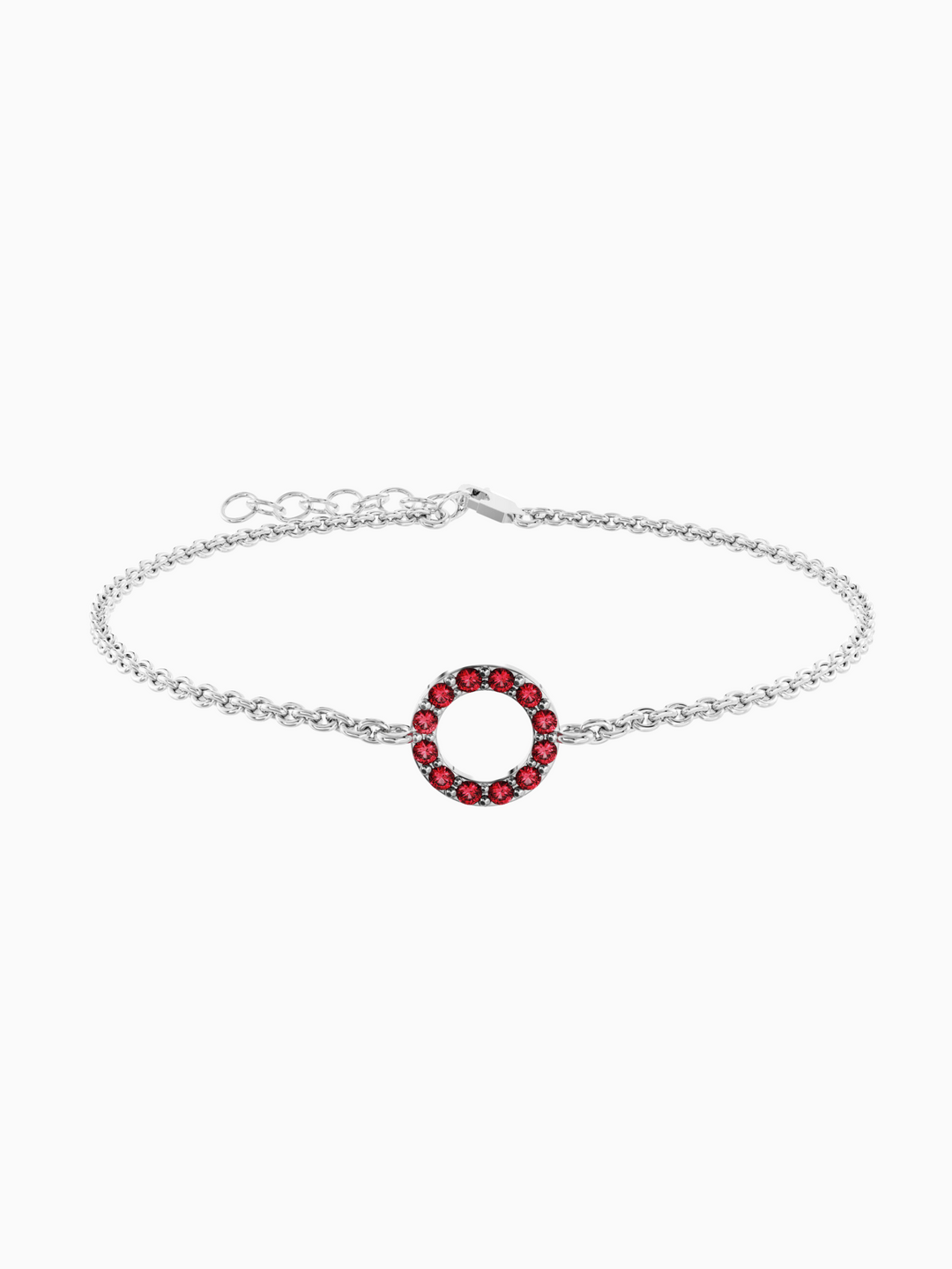 Fiona Bracelet (Garnet) - Rhodium Plated