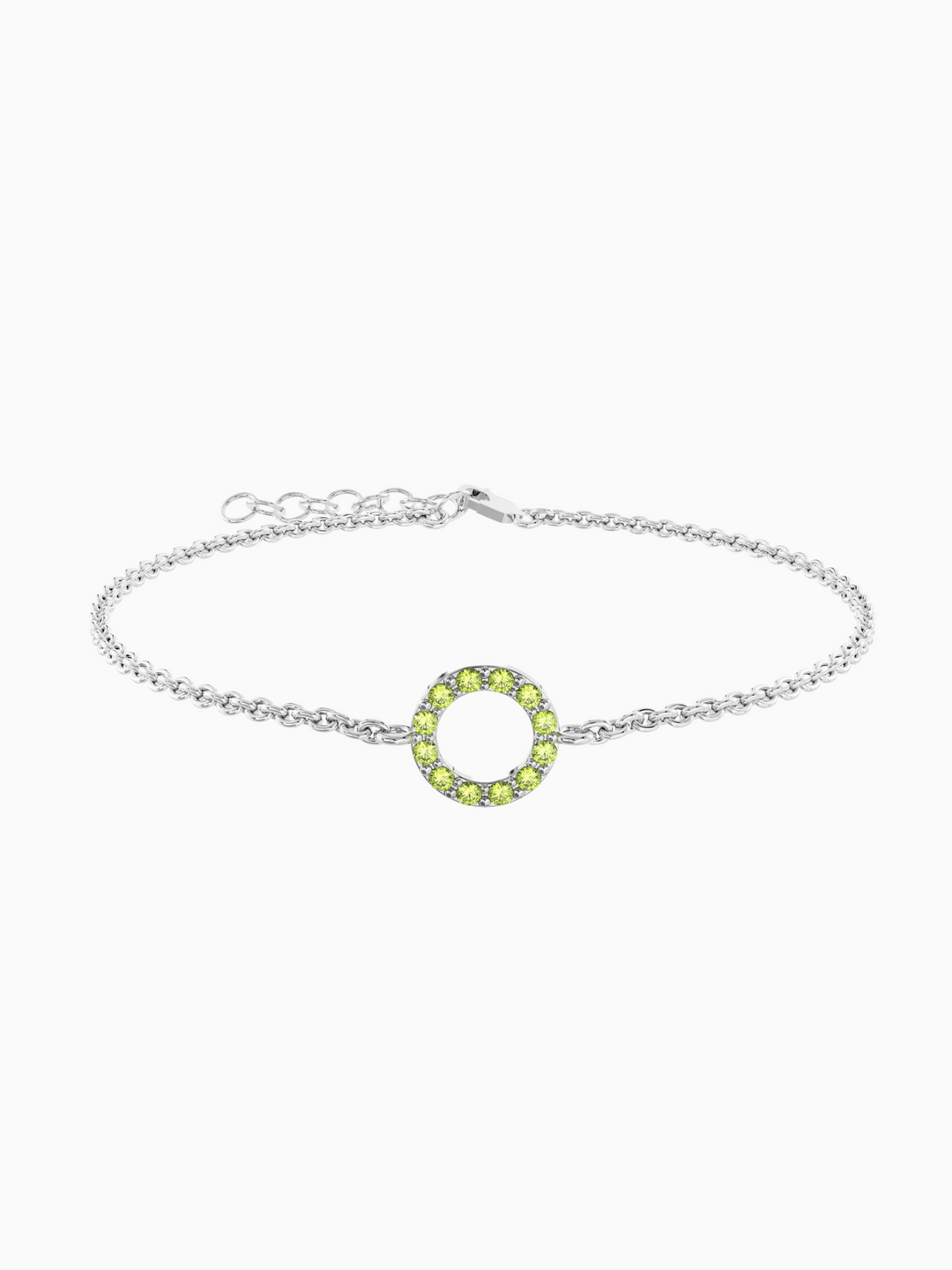 Fiona Bracelet (Peridot) - Rhodium Plated