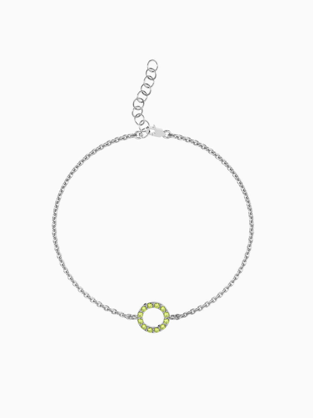 Fiona Bracelet (Peridot) - Rhodium Plated