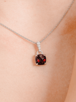 Load image into Gallery viewer, Felicia Necklace (Garnet) - Rhodium Plated
