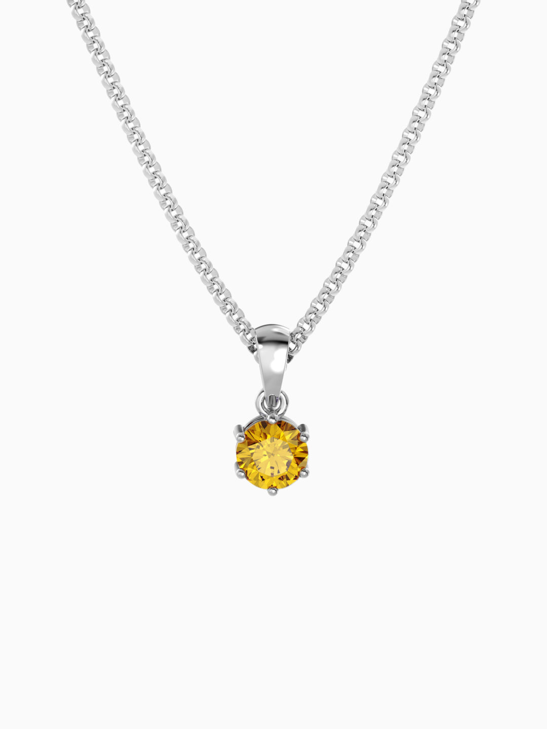 Bianca Necklace (Citrine) - Rhodium Plated