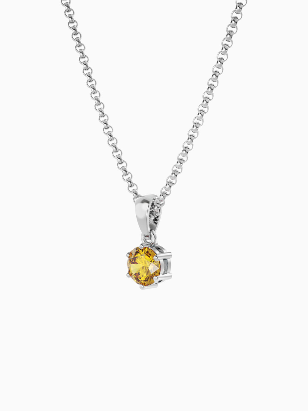 Bianca Necklace (Citrine) - Rhodium Plated