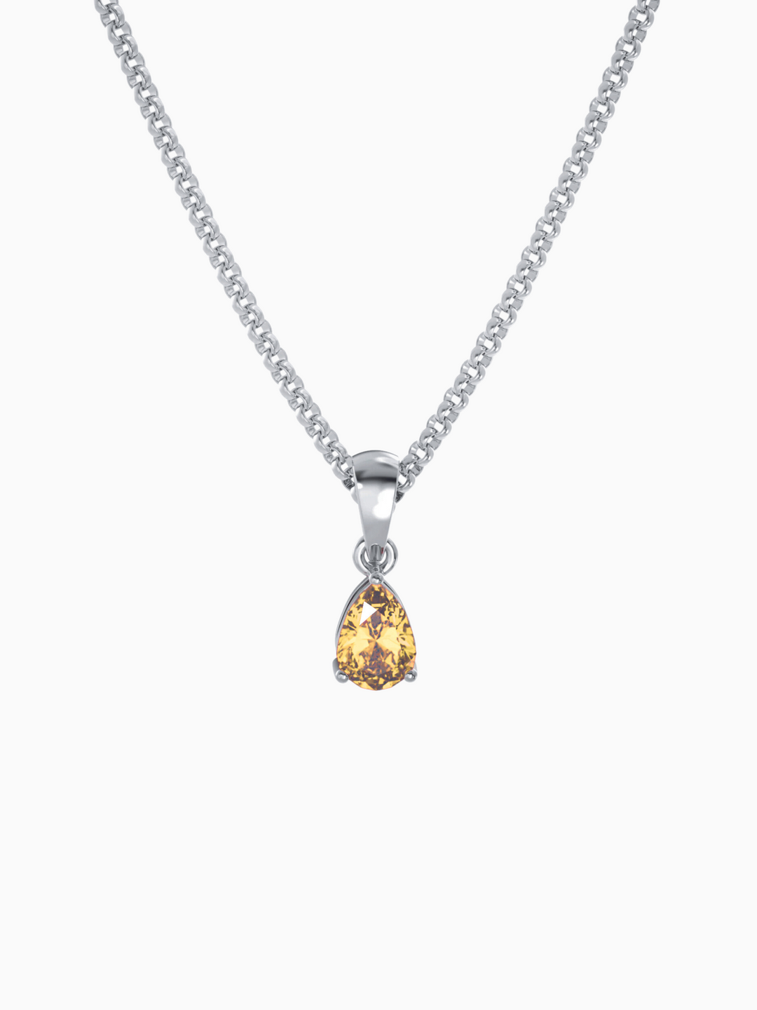 Laura Necklace (Citrine) - Rhodium Plated