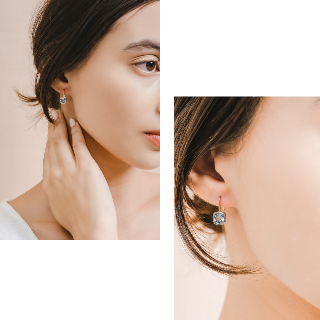 Pamela Earrings (Sky Blue Topaz) - Rhodium Plated