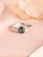 Load image into Gallery viewer, Joelle Ring - 1.135ct Teal Sapphire &amp; Moissanites - 18K White Gold
