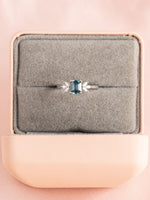 Load image into Gallery viewer, Joelle Ring - 1.135ct Teal Sapphire &amp; Moissanites - 18K White Gold
