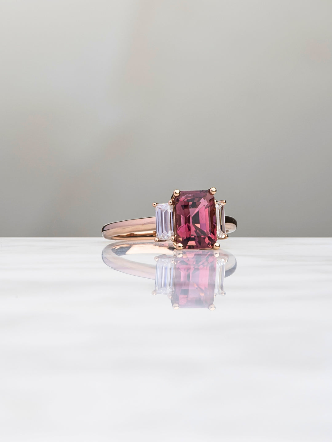 Ana Ring - Tourmaline & Moissanites - 18K Rose Gold