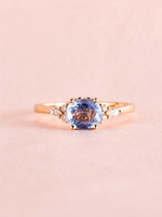 Load image into Gallery viewer, Tiara Ring - Blue Sapphire &amp; Moissanite - 18K Rose Gold
