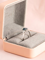 Load image into Gallery viewer, Joelle Ring - 1.135ct Teal Sapphire &amp; Moissanites - 18K White Gold
