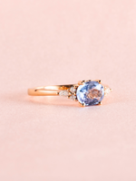 Load image into Gallery viewer, Tiara Ring - Blue Sapphire &amp; Moissanite - 18K Rose Gold

