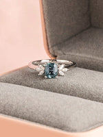 Load image into Gallery viewer, Joelle Ring - 1.135ct Teal Sapphire &amp; Moissanites - 18K White Gold
