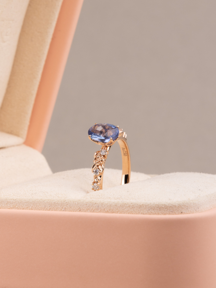 Aimee Ring - Lavender Sapphire & Lab Grown Diamond - 18k Rose Gold
