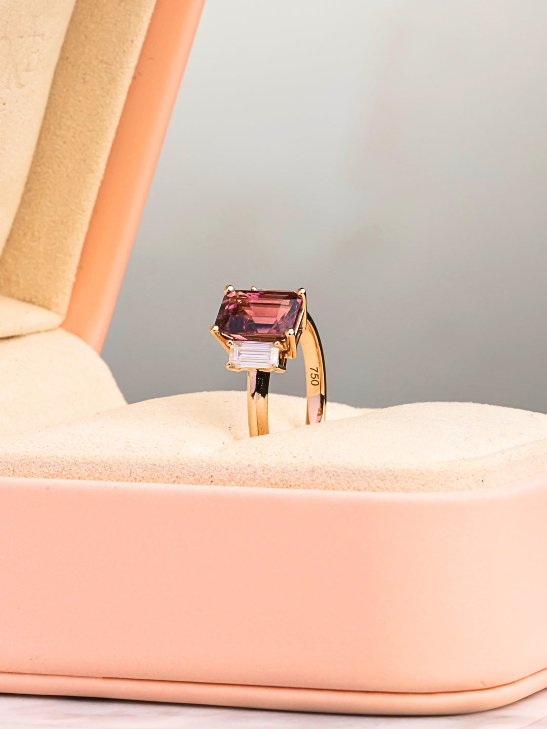 Ana Ring - Tourmaline & Moissanites - 18K Rose Gold