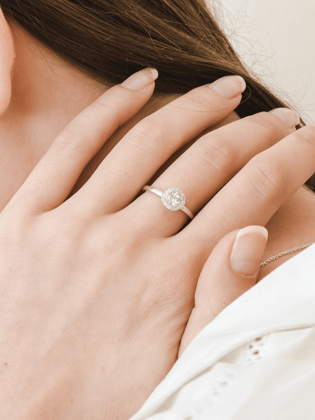 Lydia Ring (Aquamarine) - Rhodium Plated