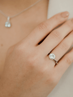 Load image into Gallery viewer, Lydia Ring (Aquamarine) - Rhodium Plated
