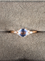Load image into Gallery viewer, Tiara Ring - Blue Sapphire &amp; Moissanite - 18K Rose Gold
