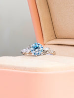 Load image into Gallery viewer, Bel Ring - Blue Moissanite - 14k White Gold

