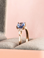 Load image into Gallery viewer, Tiara Ring - Blue Sapphire &amp; Moissanite - 18K Rose Gold
