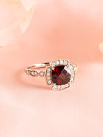 Load image into Gallery viewer, Garnet Halo Varia Vintage Ring
