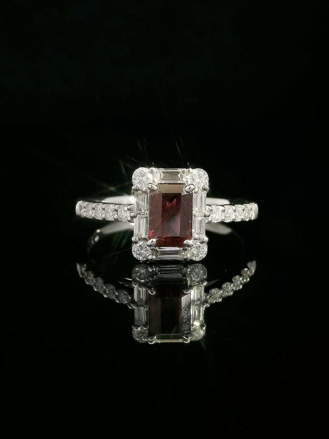Ruby Halo Ring - Platinum