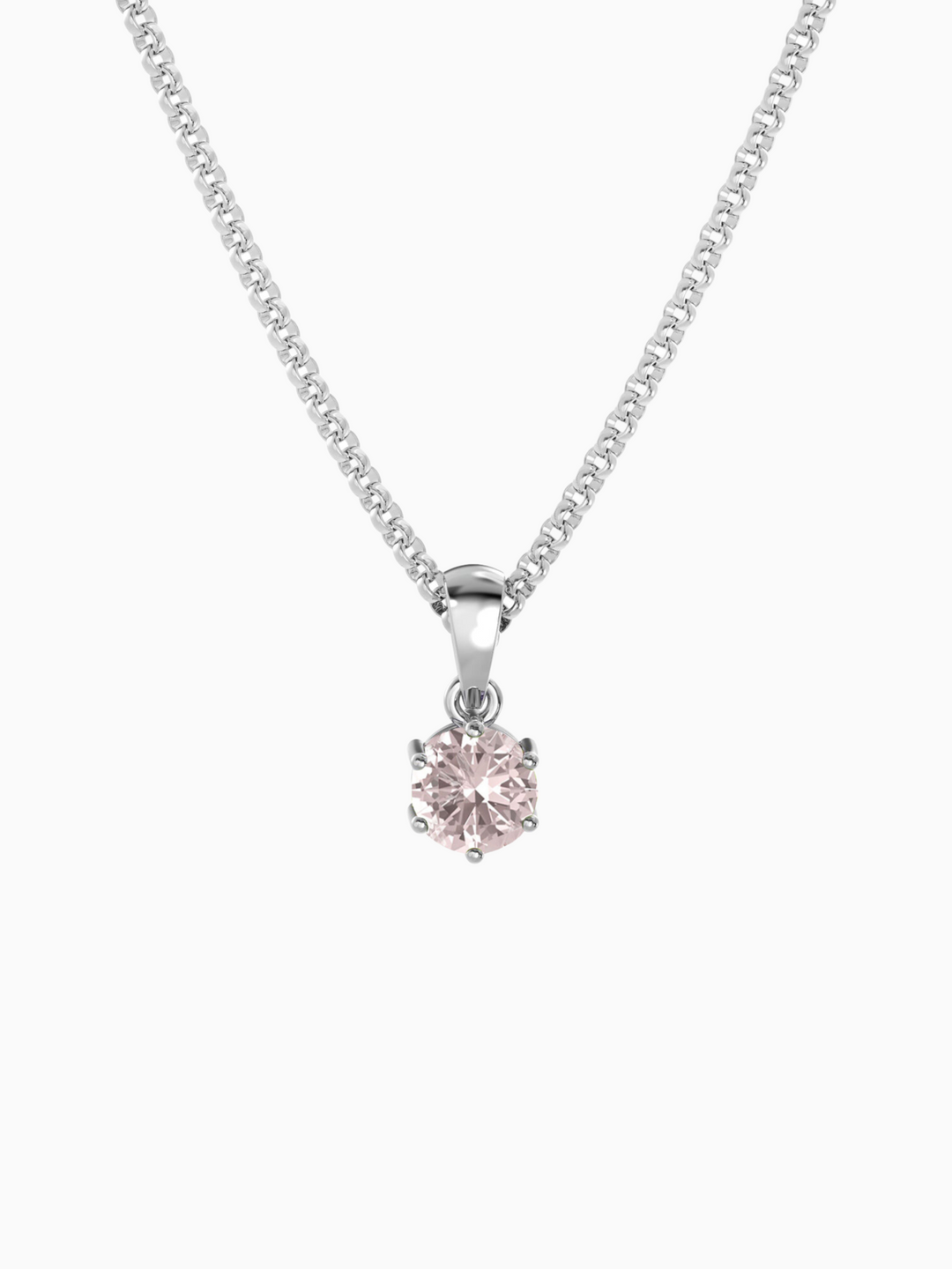 Bianca Necklace (Rose Quartz) - Rhodium Plated