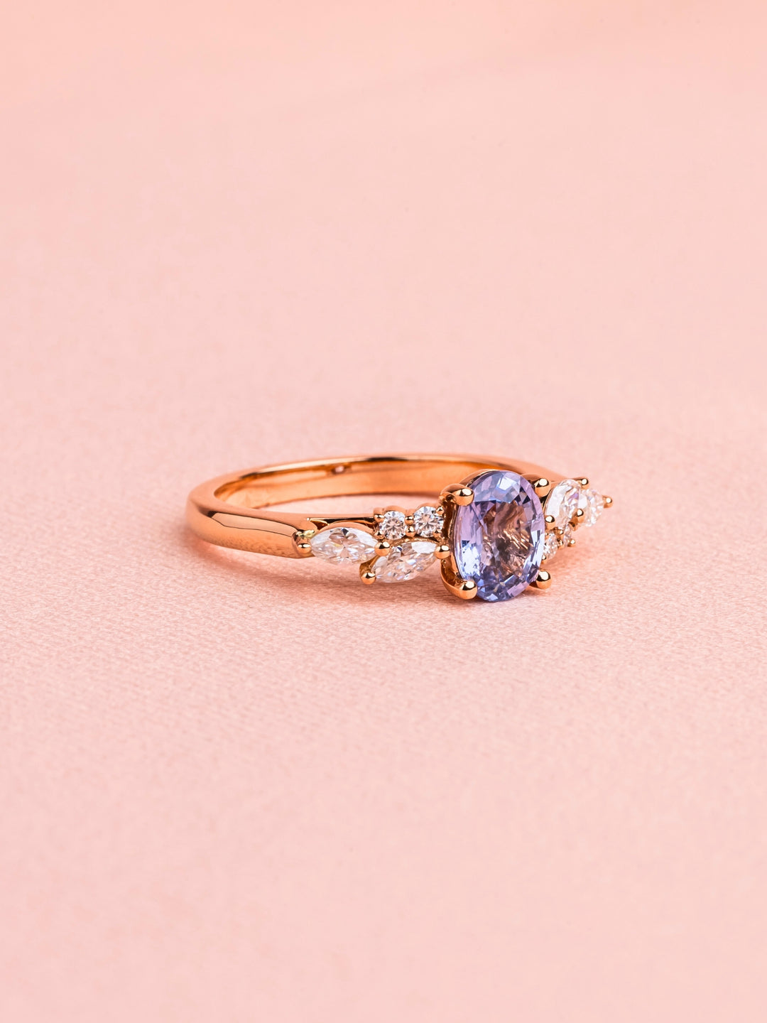 Claudia Ring - 1.12Ct Lavender Sapphire & Lab Diamond - 18K Rose Gold