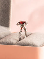 Load image into Gallery viewer, Garnet Halo Varia Vintage Ring
