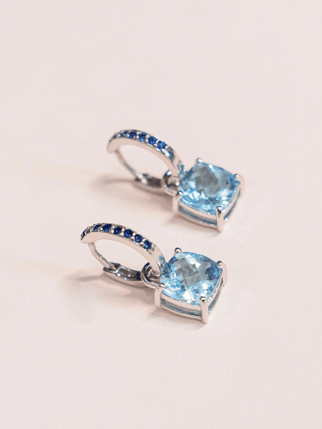 Wylie Earrings (Sky Blue Topaz) - Rhodium Plated