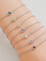 Load image into Gallery viewer, Fleur Bracelet (Peridot) - Rhodium Plated

