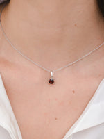 Load image into Gallery viewer, Bianca Necklace (Garnet) - Rhodium Plated
