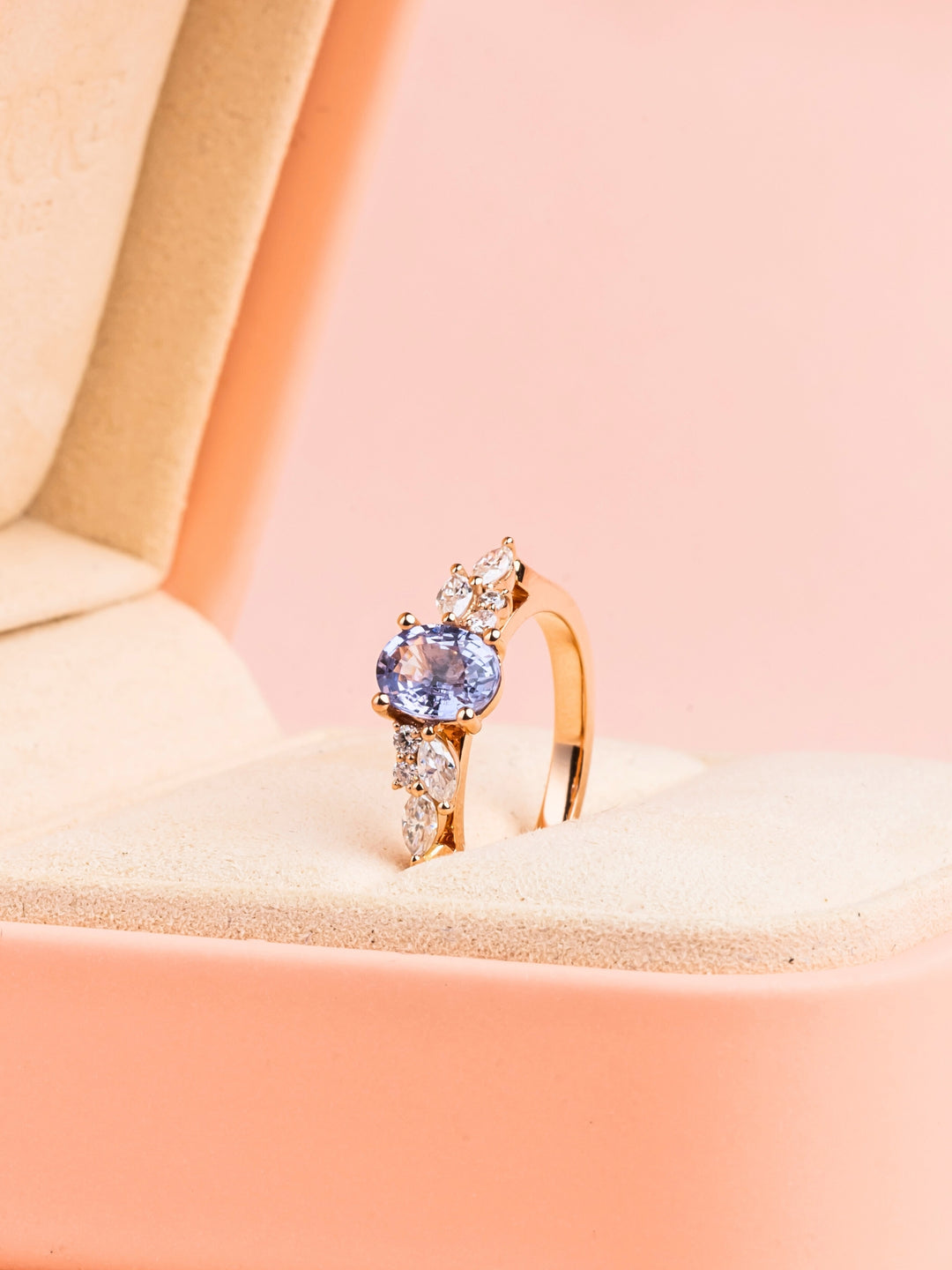 Claudia Ring - 1.12Ct Lavender Sapphire & Lab Diamond - 18K Rose Gold