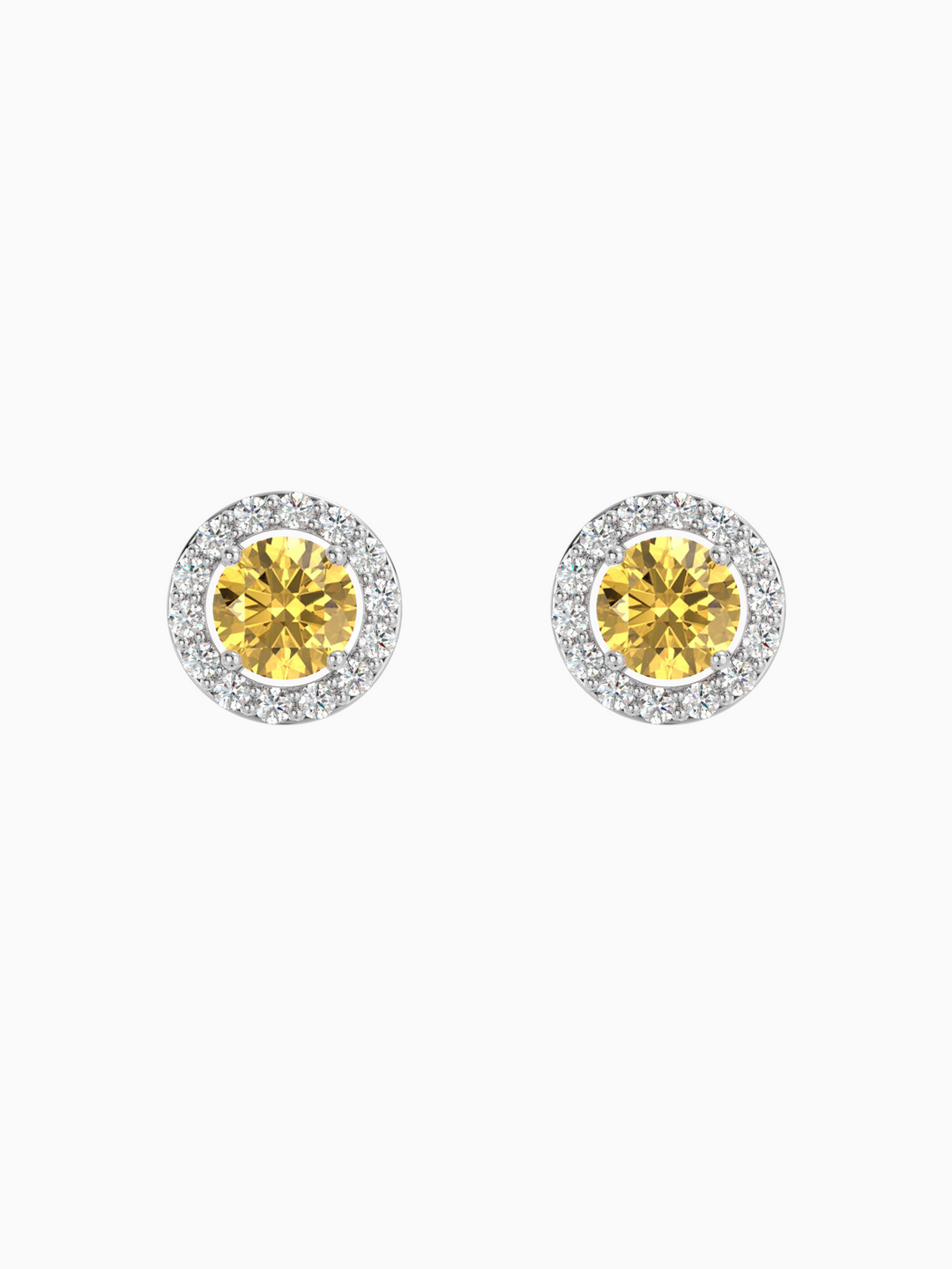 Lydia Earring (Citrine) - Rhodium Plated