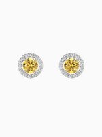 Load image into Gallery viewer, Lydia Earring (Citrine) - Rhodium Plated

