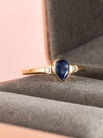 Load image into Gallery viewer, Alicia Ring - Blue Sapphire &amp; Moissanite - 18K Yellow Gold
