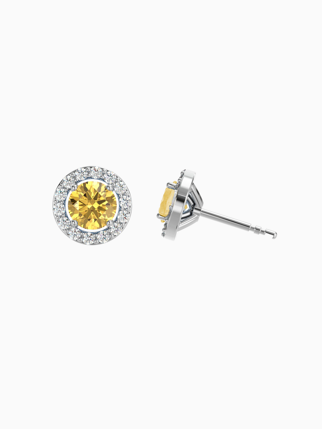 Lydia Earring (Citrine) - Rhodium Plated