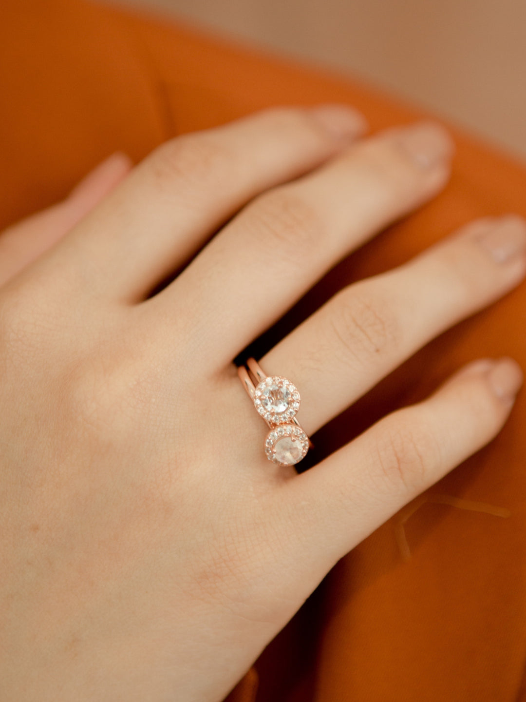Lydia Ring (Aquamarine) - Rose Gold Plated