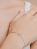 Load image into Gallery viewer, Fleur Bracelet (Peridot) - Rhodium Plated
