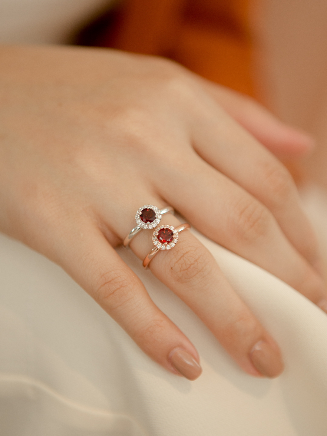Lydia Ring (Garnet) - Rose Gold Plated