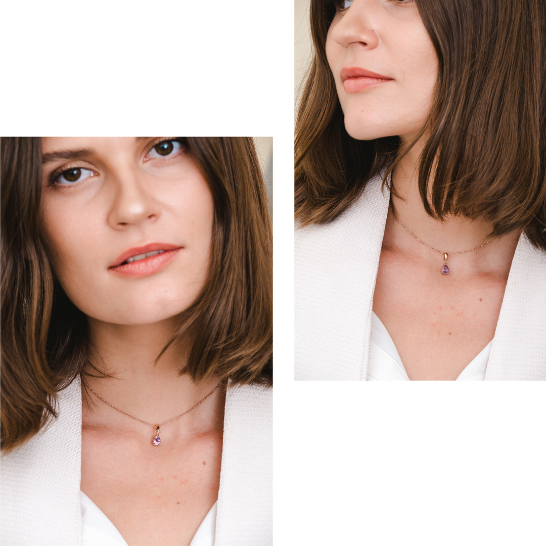Laura Necklace (Amethyst) - Rose Gold Plated