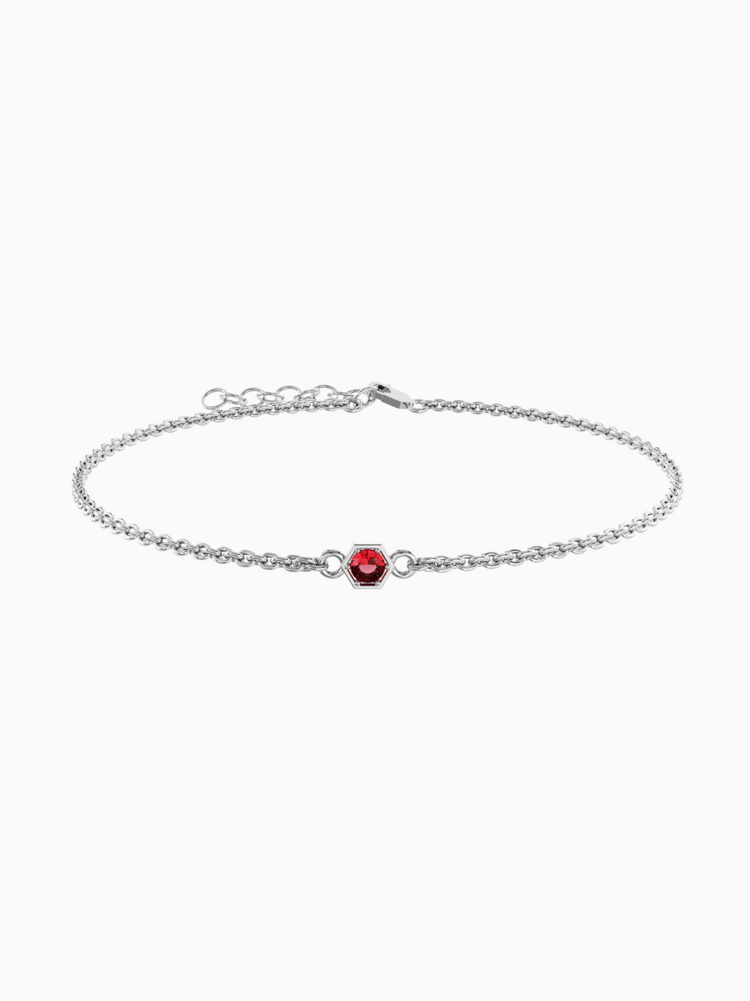 Fleur Bracelet (Garnet) - Rhodium Plated