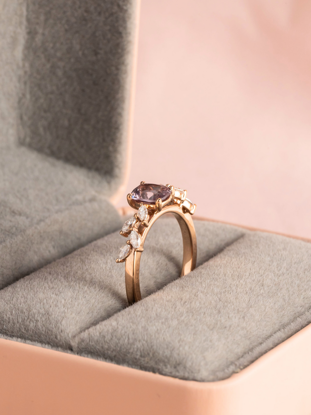 Alessia Ring - Spinel & Moissanite - 18K Rose Gold